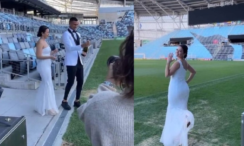 Kervin Arriaga, demostró su pasión por el fútbol al celebrar su boda en el estadio de su club, el Minnesota United, de la MLS.