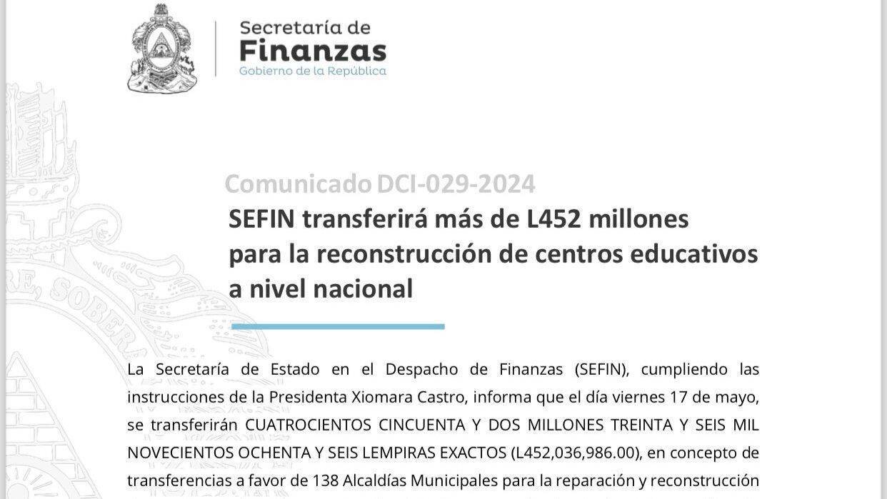 Presidenta Transferirá L452 Millones a las Alcaldías para Reconstrucción de Centros Educativos