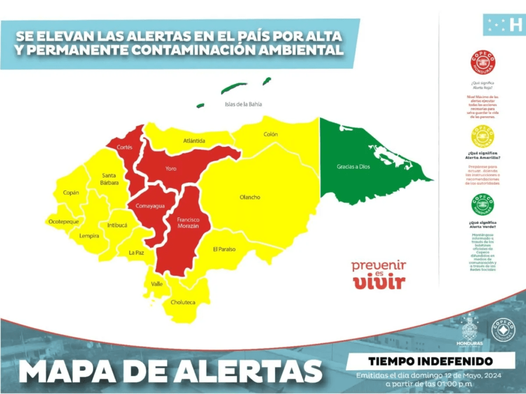 Alerta Roja por Contaminación y Altas Temperaturas en Honduras: COPECO Extiende Medidas