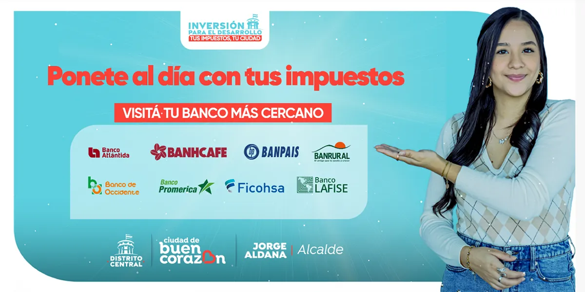 Lista de bancos disponibles para pagar impuestos en Honduras, promovido por la AMDC.