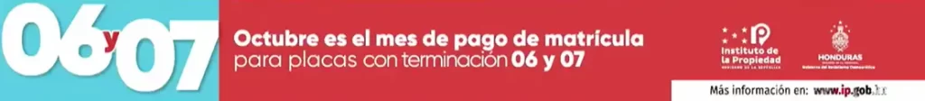 Recuerda que octubre es el mes de pago de tu matricula vehicular para placas con terminación 04 y 05. visita nuestra pagina para mas información www.ip.gob.hn instituto de la propiedad, gobierno del socialismo democrático, xiomara si cumple